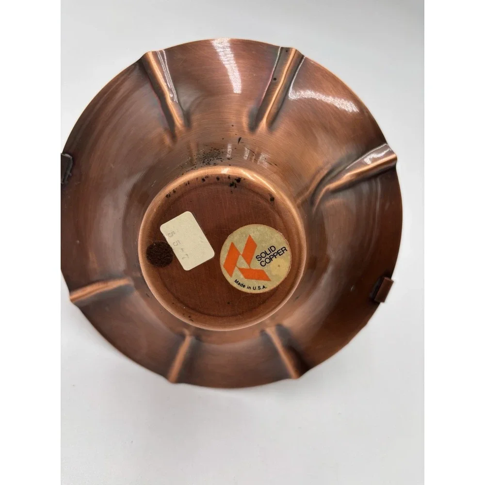 Vintage Solid Copper Handled Basket Bowl MCM Rustic Decor Made in USA 6
